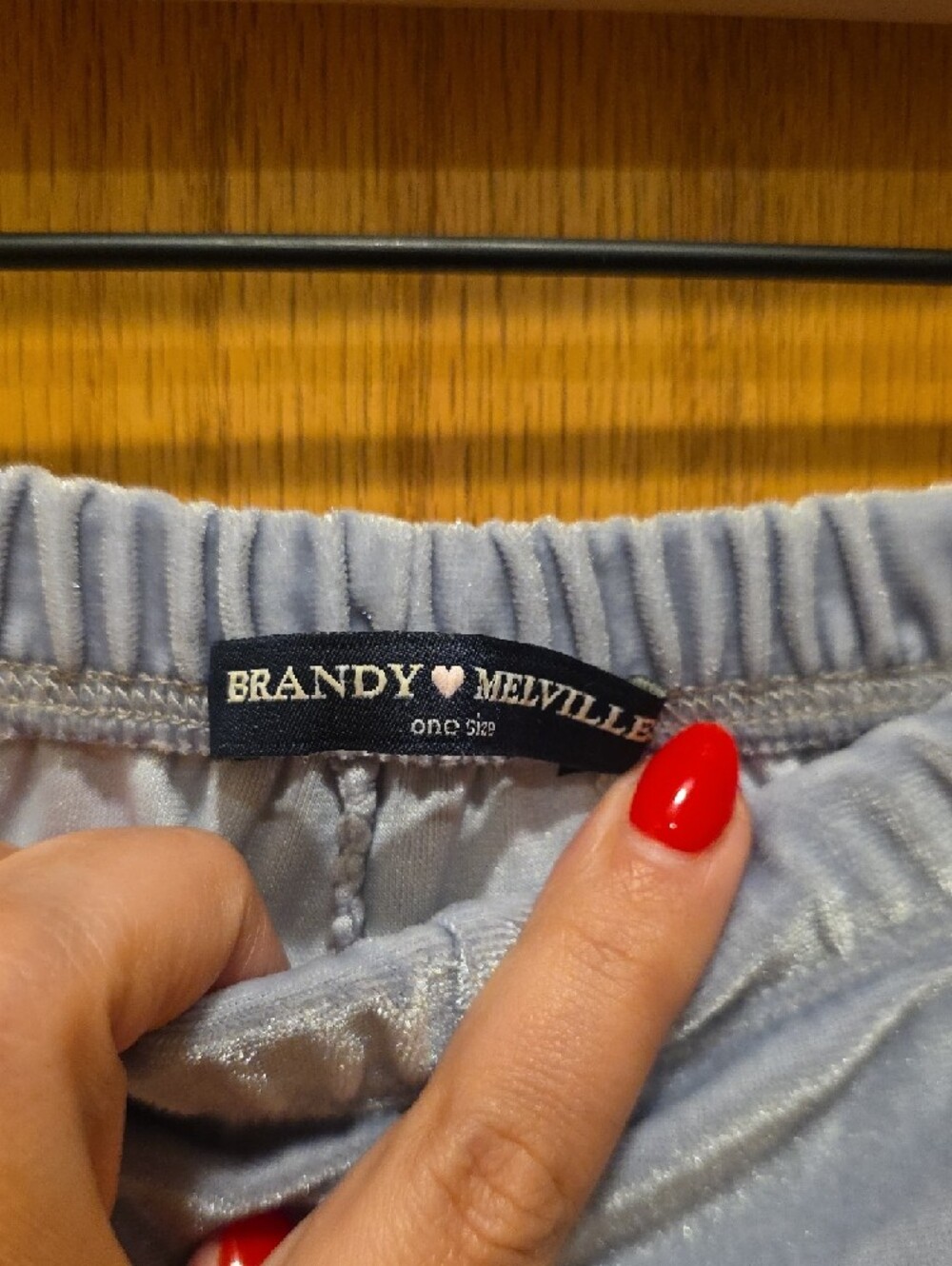 Brandy Melville Pink and Light Blue Velour Lounge Shorts (24 In Waist) - Picture 7 of 9